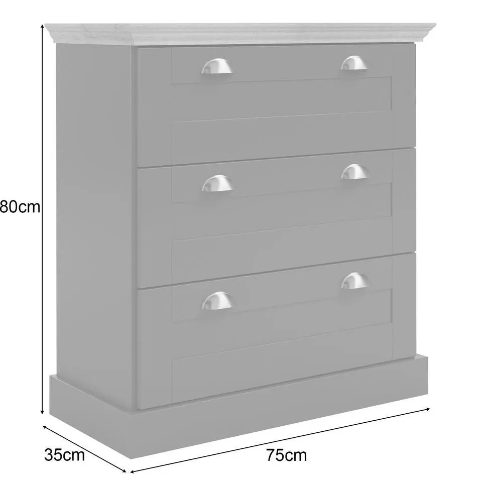 Motala - Commode met 3 laden en wit hout effect