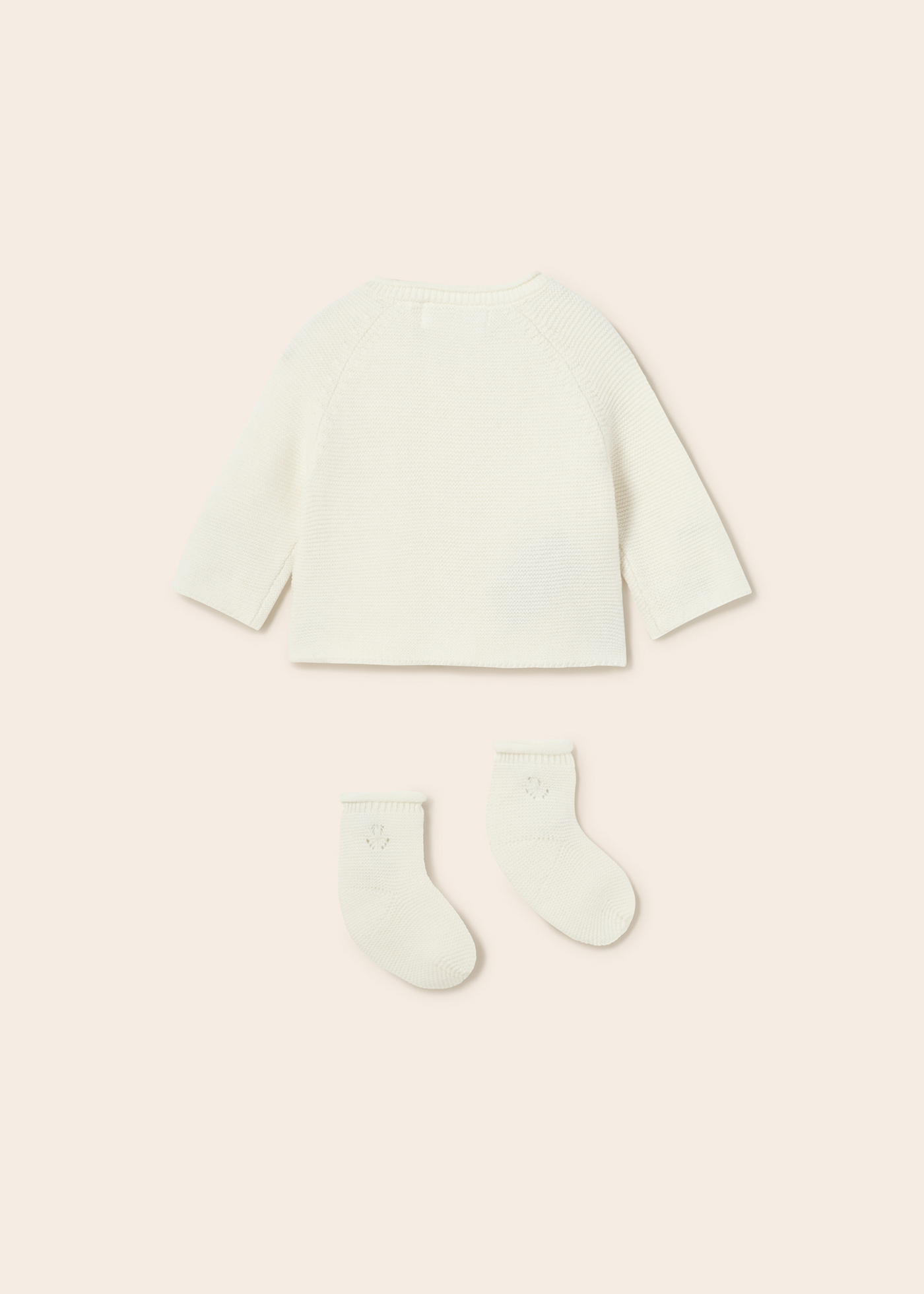 Conjunto de duas peças em malha de algodão sustentável para recém-nascidos.