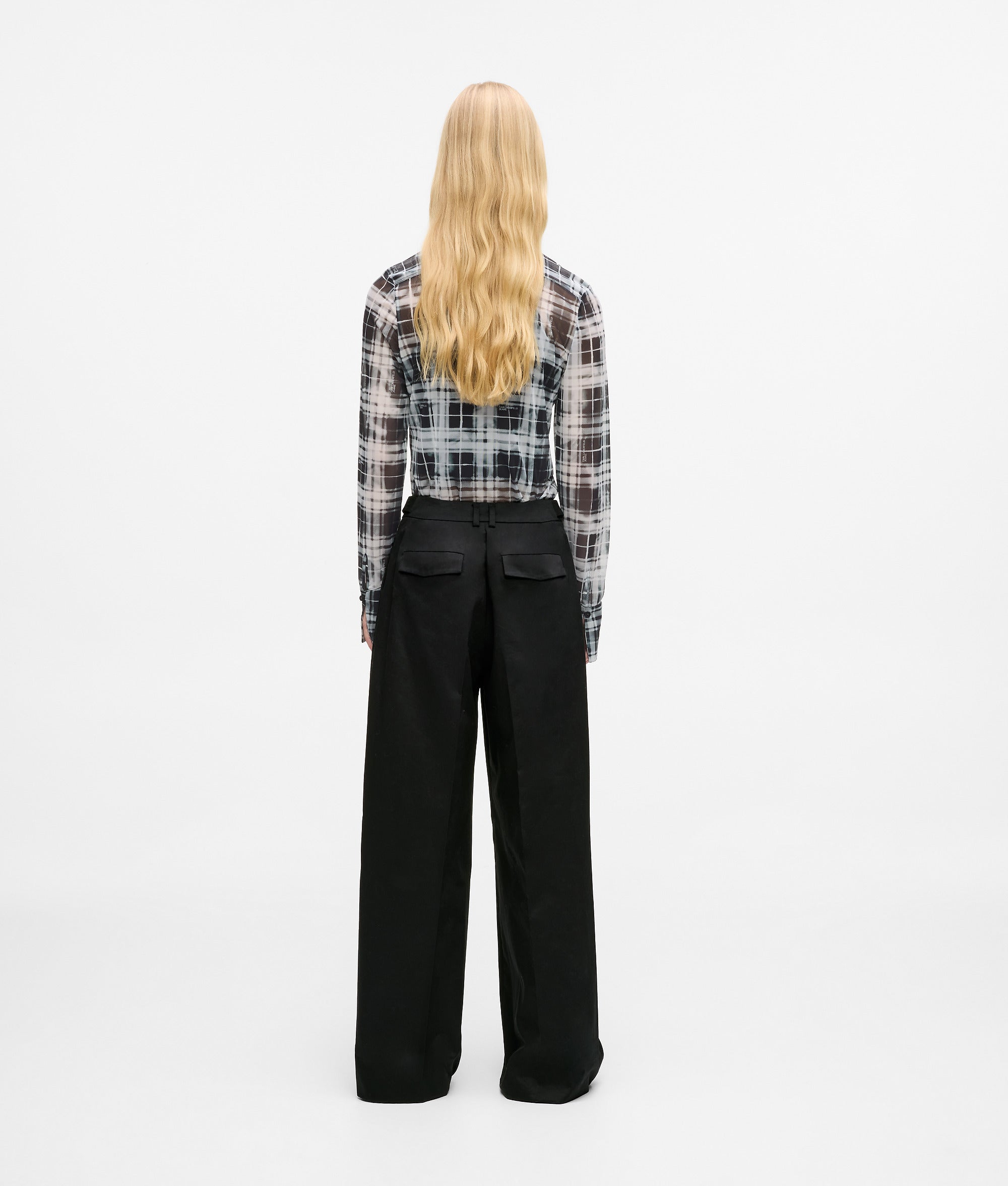 Getailleerde broek met wijde pijpen