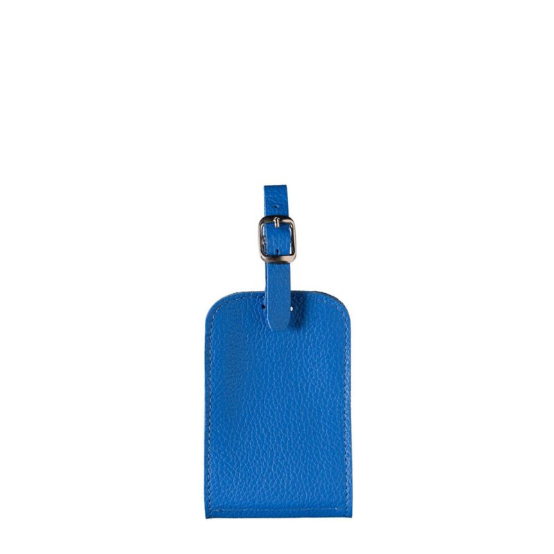 Porte-étiquette Jules en cuir grainé Ciel bleu