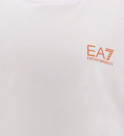 EA7 T-Shirt - Cropped - Weiß m. Koralle