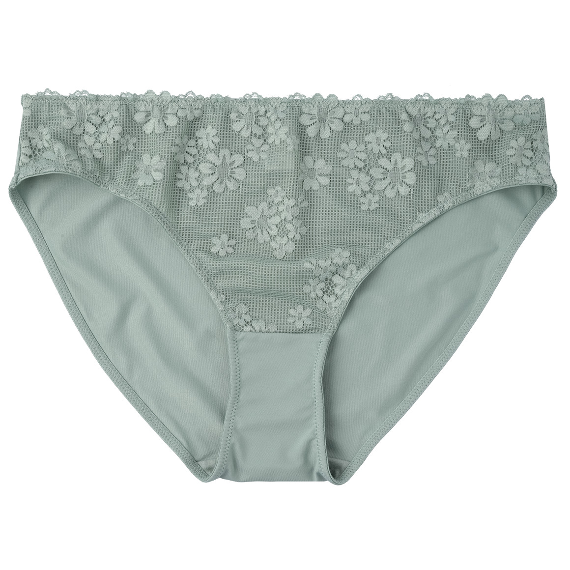 Gina Benotti Damen Slip mit floraler Spitze dunkelgrün