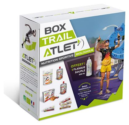 BOX TRAIL ATLET (3 barres énergétiques  1 gâteau moelleux  1 gel  2 compotes  1 boisson énergétique   flasque offert) certifiés biologique FR-BIO-01   1 Flasque