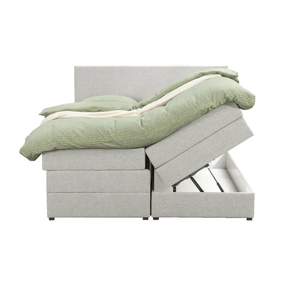 Boxspring met opbergruimte Liv egaal - ecru - 160x200 cm