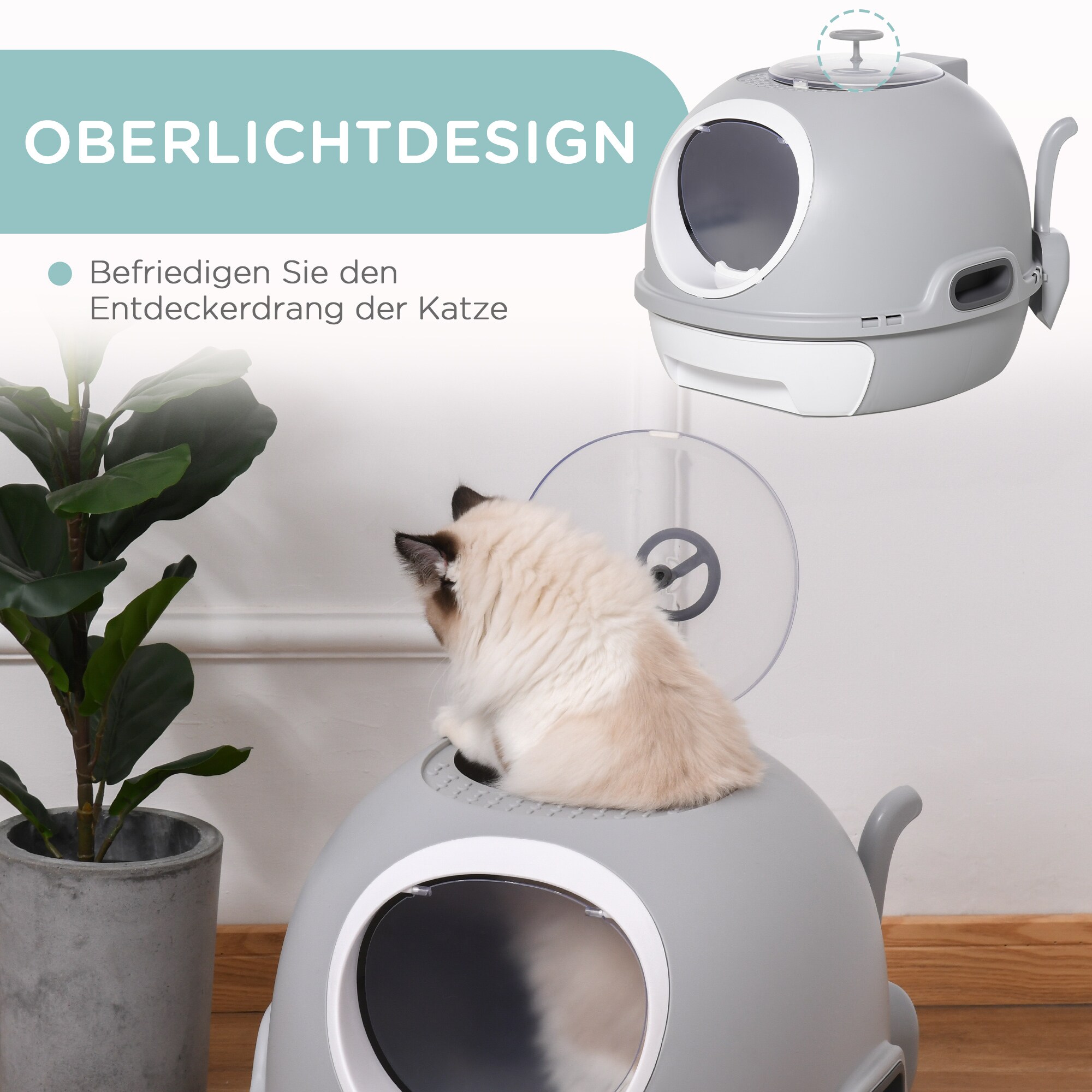 PawHut Katzentoilette mit Katzenklappe 47 x 55 x 44 cm (BxTxH)