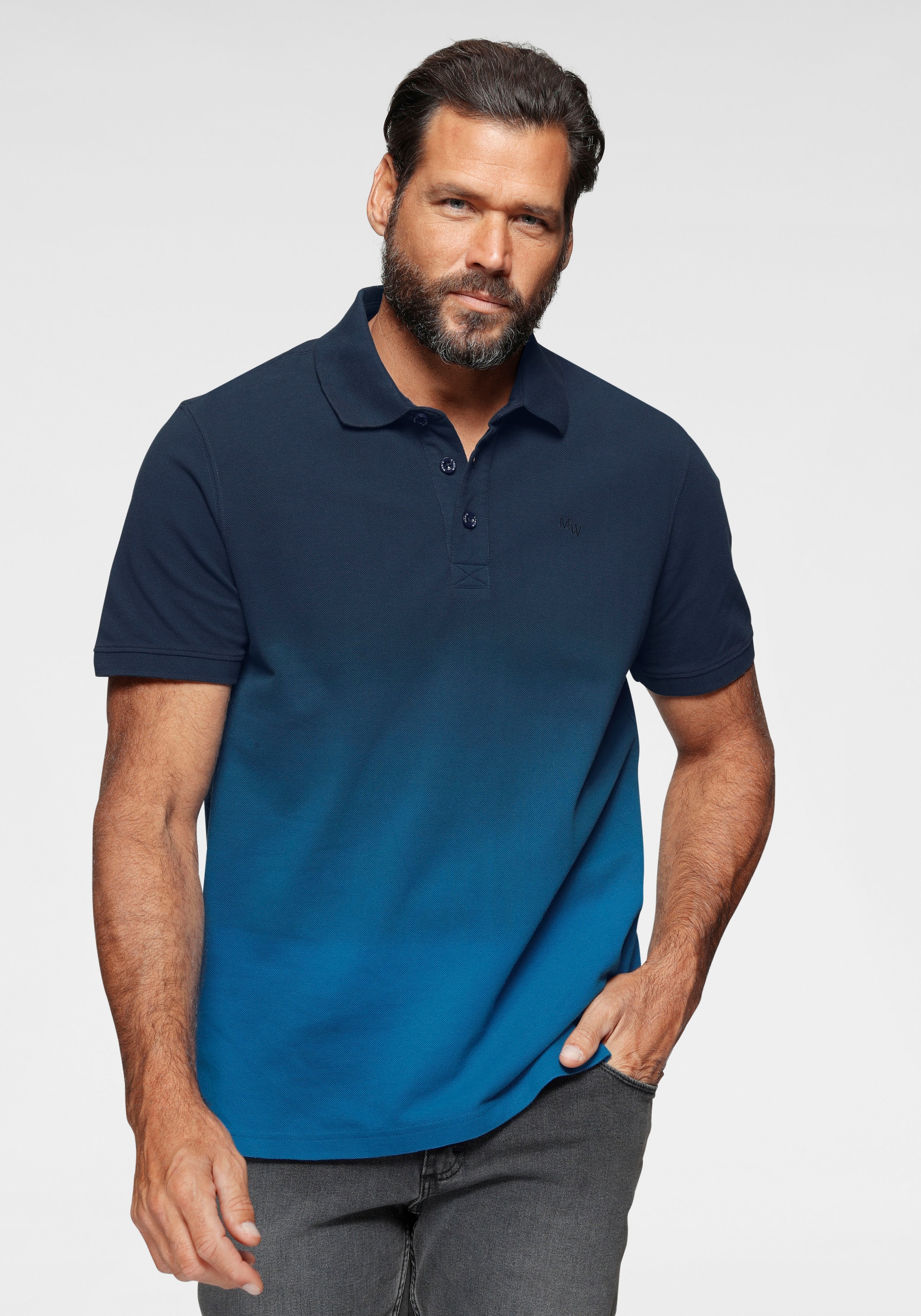 Man's World Poloshirt Kurzarm,  mit Polokragen,  aus Piqué-Stoff,  mit stilvoller Stickerei