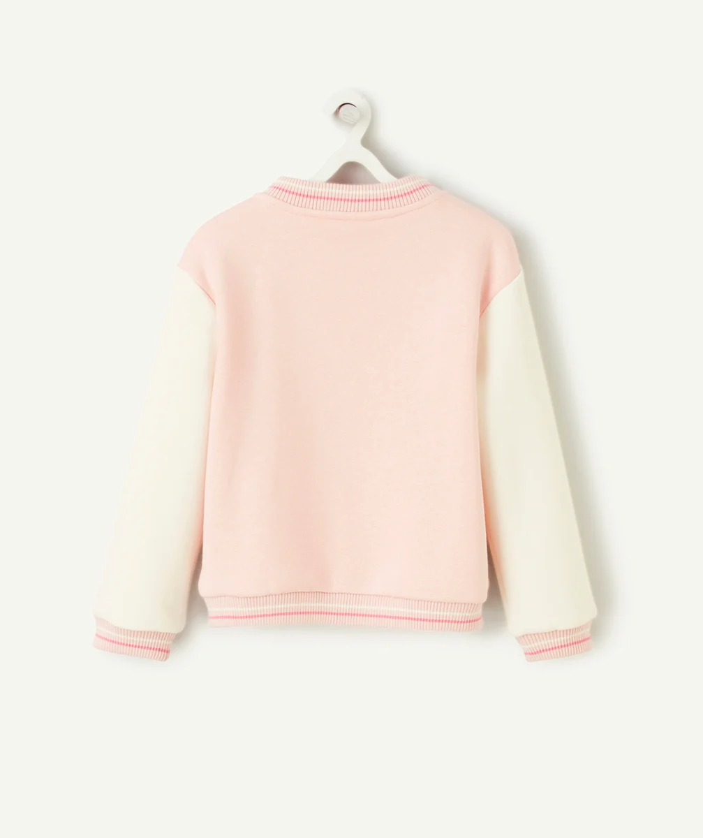 VESTE STYLE TEDDY FILLE EN FIBRE RECYCLÉES ROSE PÂLE