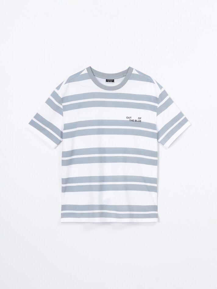 Camiseta com estampa listrada - Azul médio