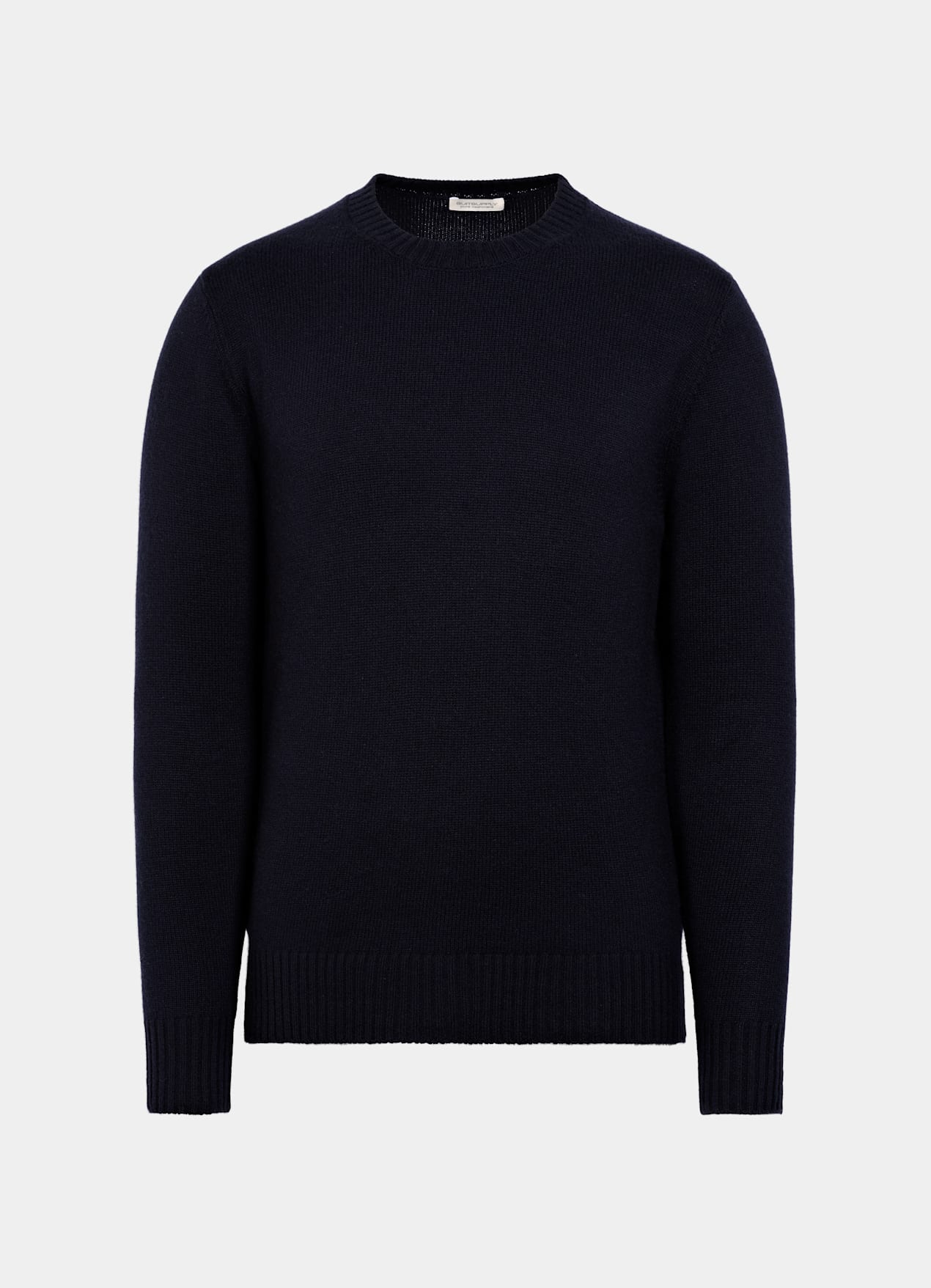 Pull col rond bleu marine