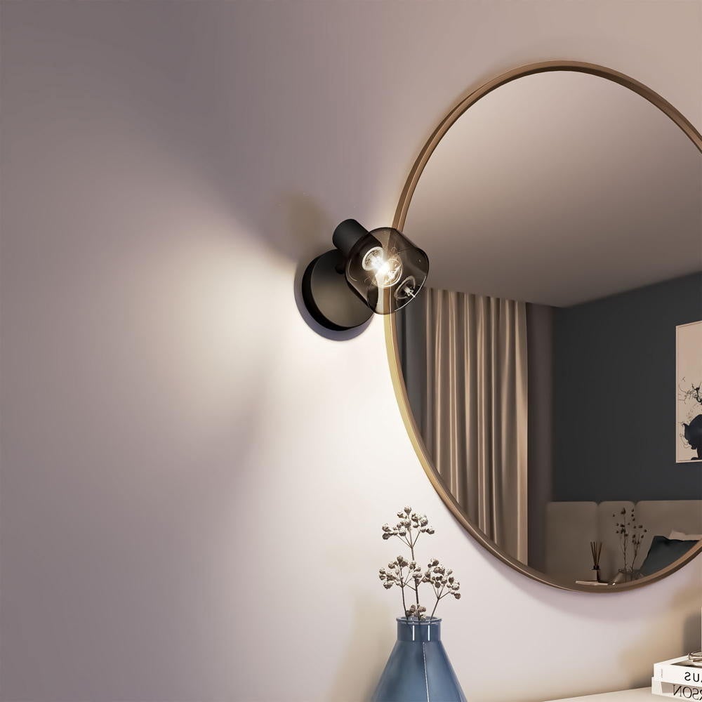 Sleet wand- en plafondlamp in zwart-transparant en zwart E14