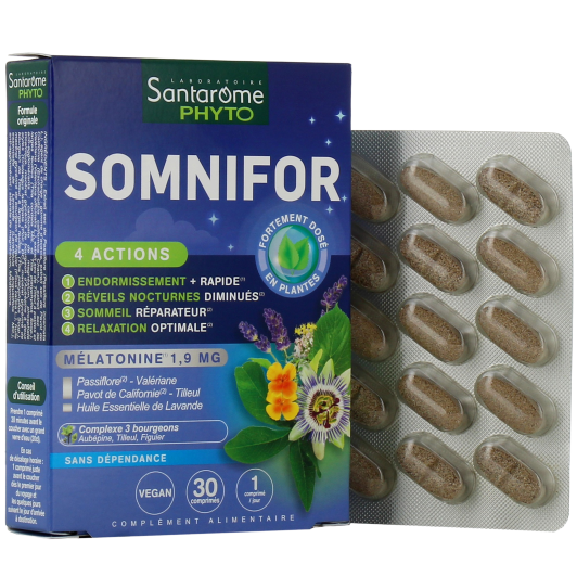 Santarome Somnifor mélatonine et plantes - Sommeil, relaxation