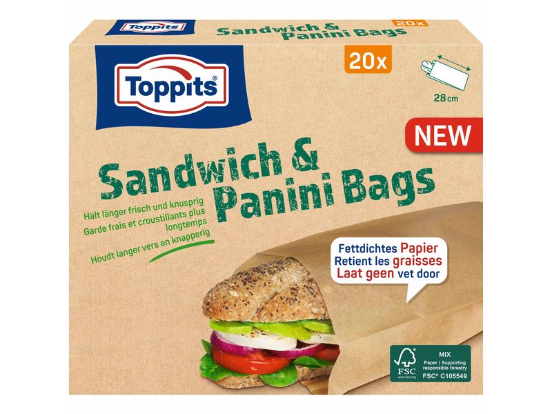 Toppits Panini Sandwichbeutel 20 Stück Frischhaltebeutel