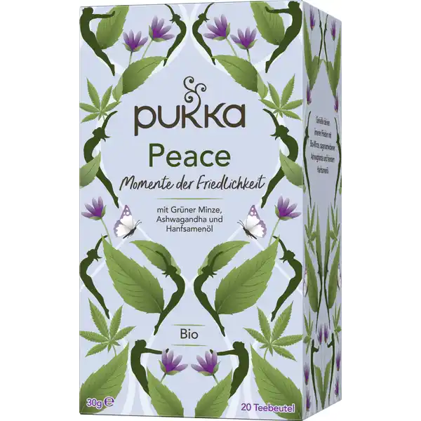 Bio-Kräutertee Peace, mit Grüner Minze, Ashwagandha und Hanfsamenöl