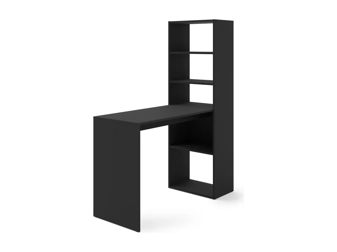 Bureau HARMONY 120 cm - bureau informatique - avec étagère - noir mat