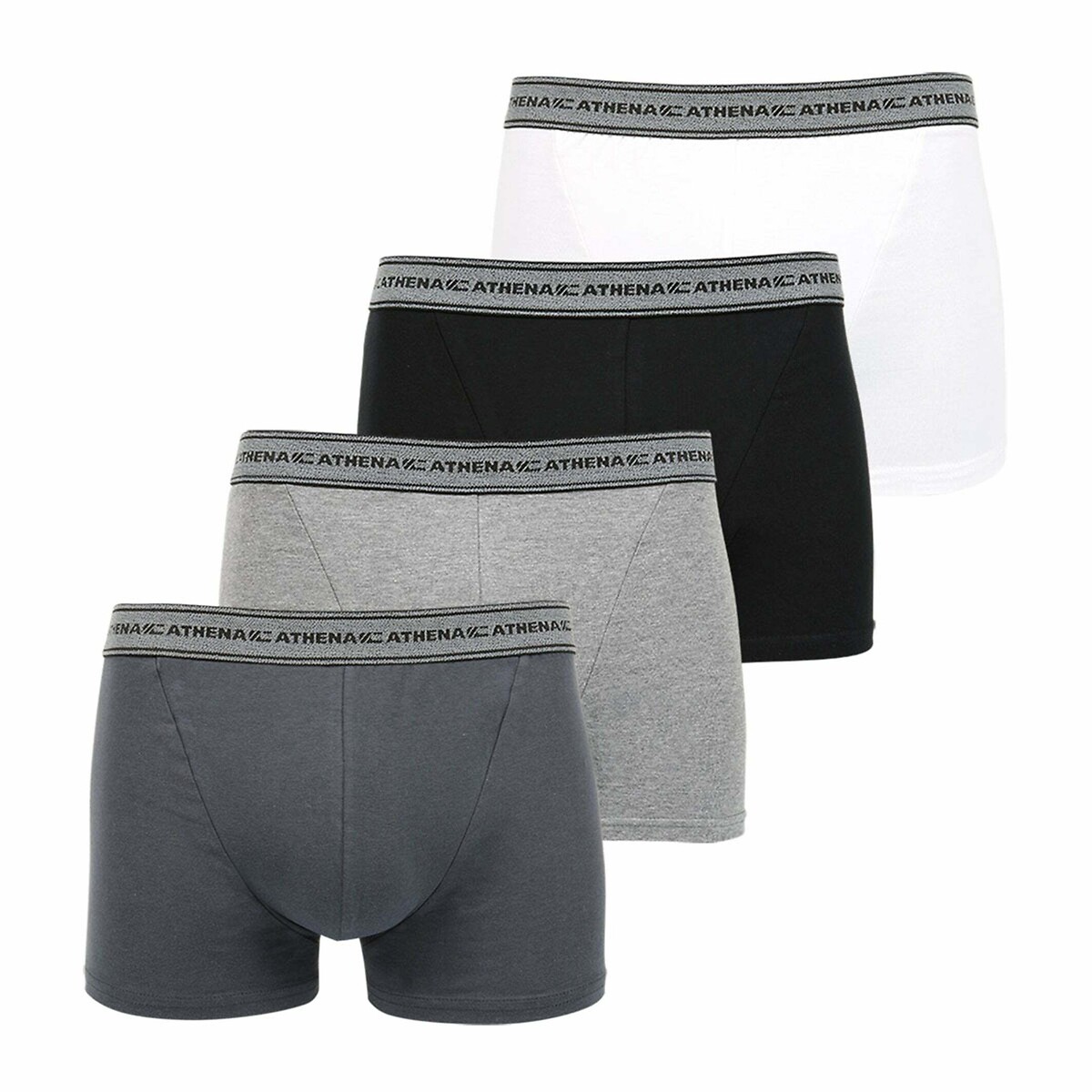 ATHENA<br>Conjunto de 4 cuecas boxer básicas de algodão