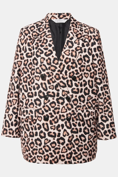 Blazer, Straight Fit, doppelreihig, Leoprint, Langarm