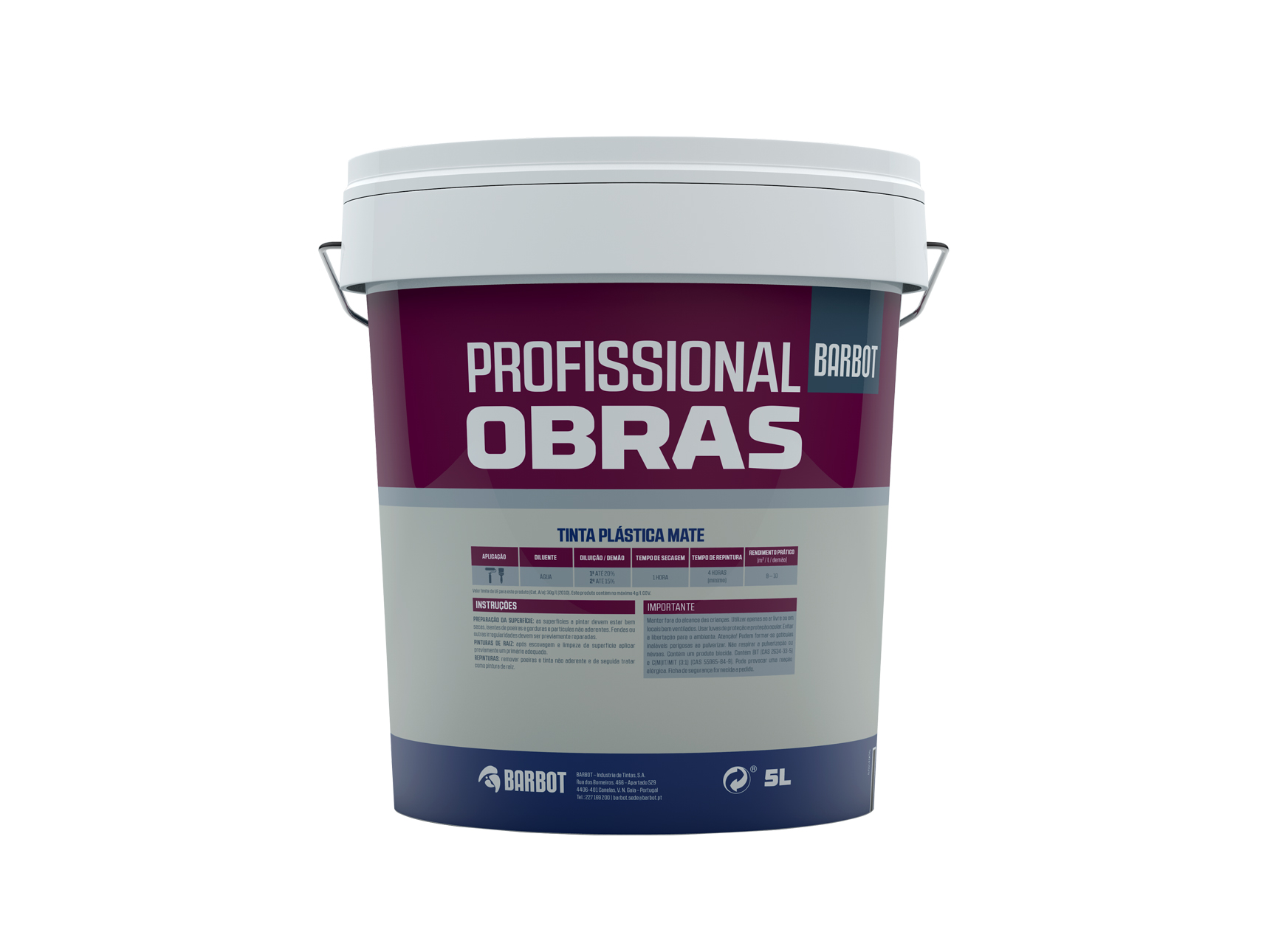 TINTA PROFISSIONAL OBRA BARBOT EXTERIOR/INTERIOR MATE BRANCO 5L