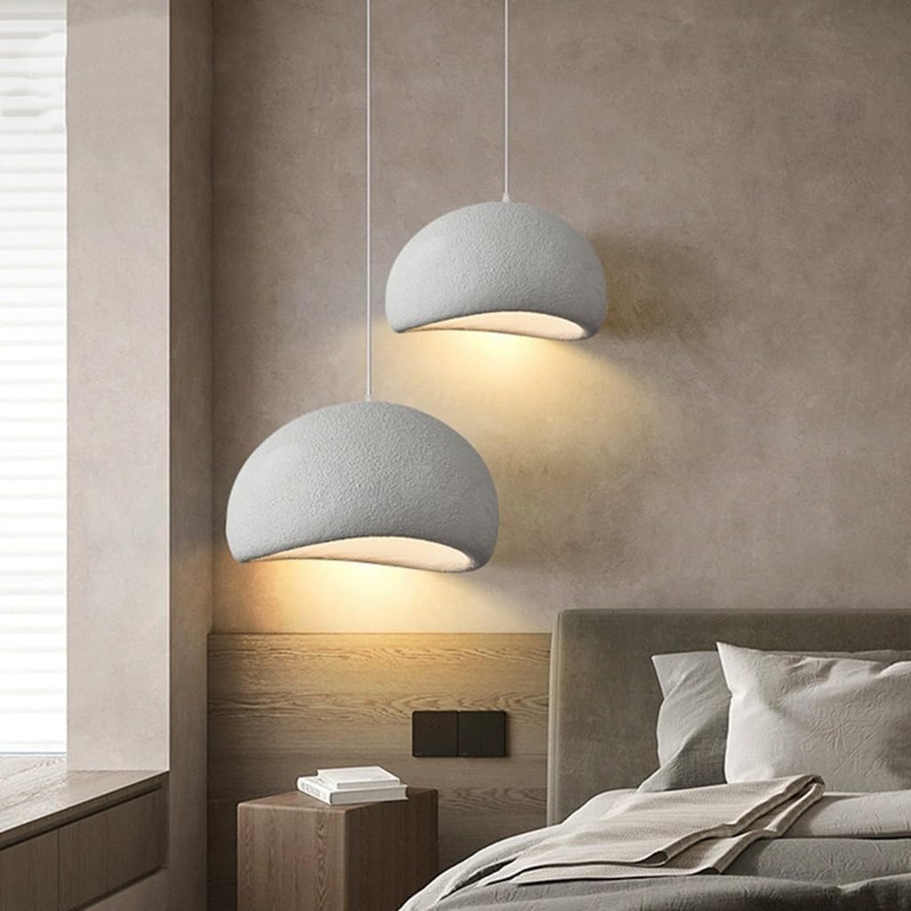 60CM Moderne Hängeleuchte für Esszimmer Küche Insel Licht Flur Restaurant Kronleuchter E27 Sockel Weißer Japanische Wabi-Sabi Stil Vogelnest Form Pendelleuchte Beleuchtung Leuchte