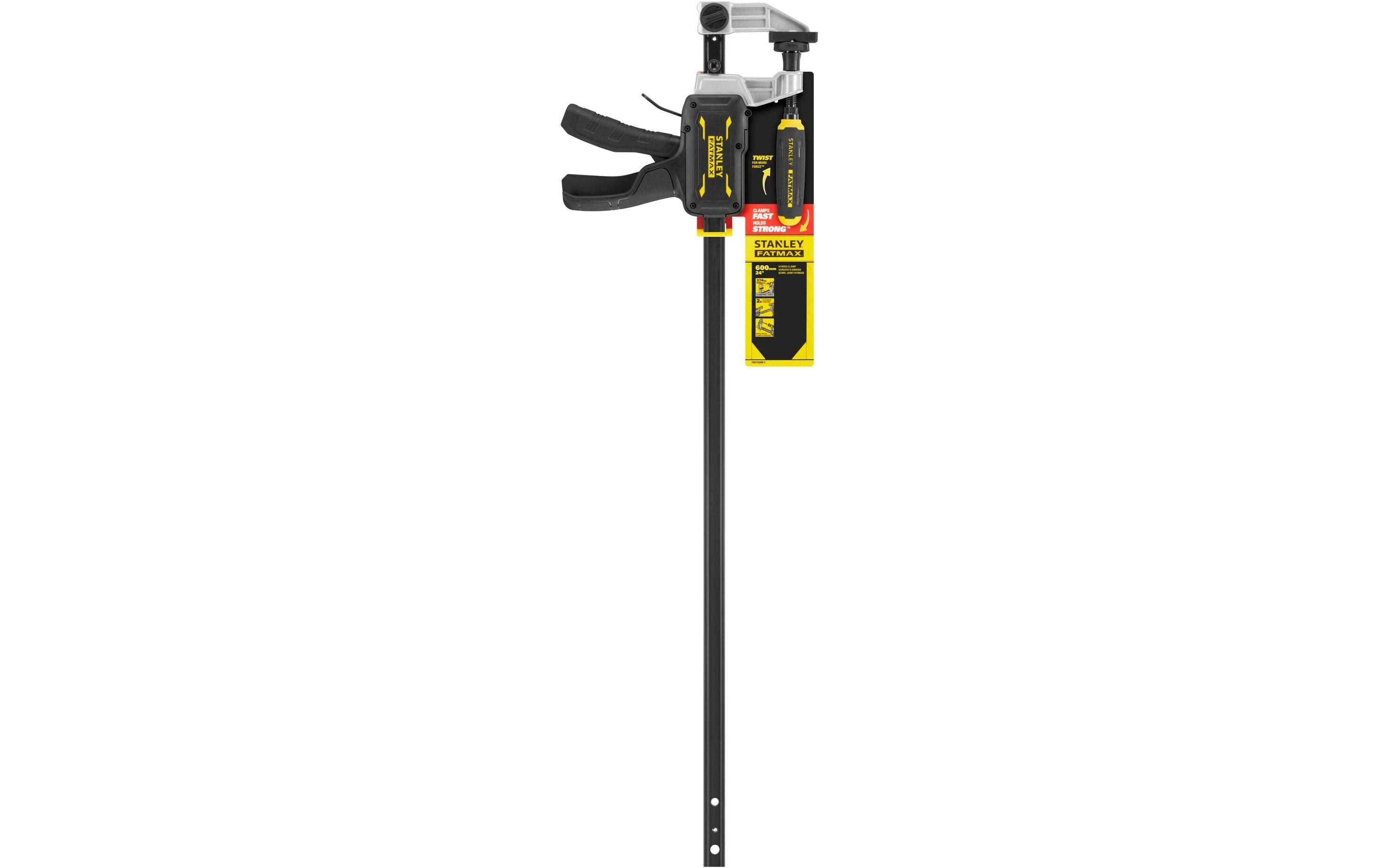 Einhandzwinge FatMax Hybrid 600 mmHybridzwinge kombiniert die Vorteile einer Einhandzwinge mit der Haltekraft einer traditionellen F-Zwinge