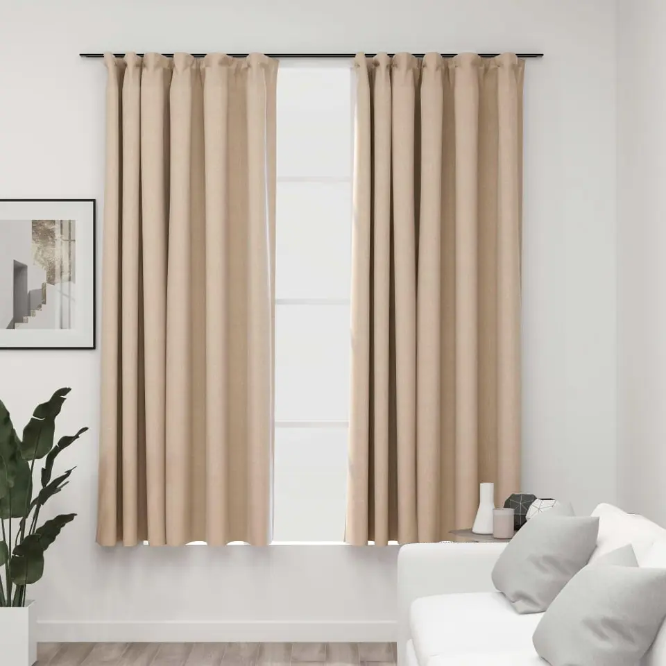 vidaXL - Gordijn - Beige - Stof - 140 x 175 cm - 2 stuks