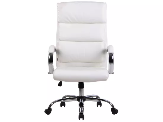Chaise de bureau - Similicuir & Métal chromé - Blanc - Bradford