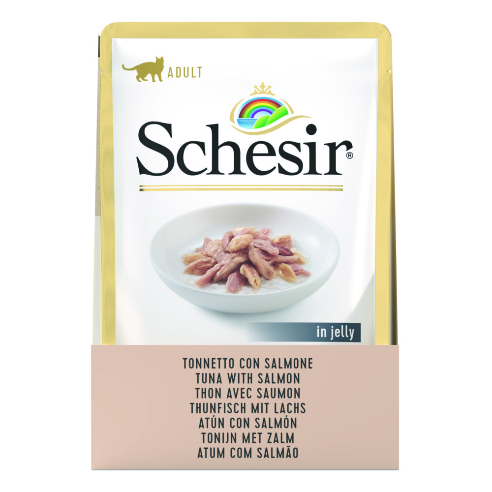Schesir Kattenvoer Pouch Tonijn - Zalm in Gelei85 gr