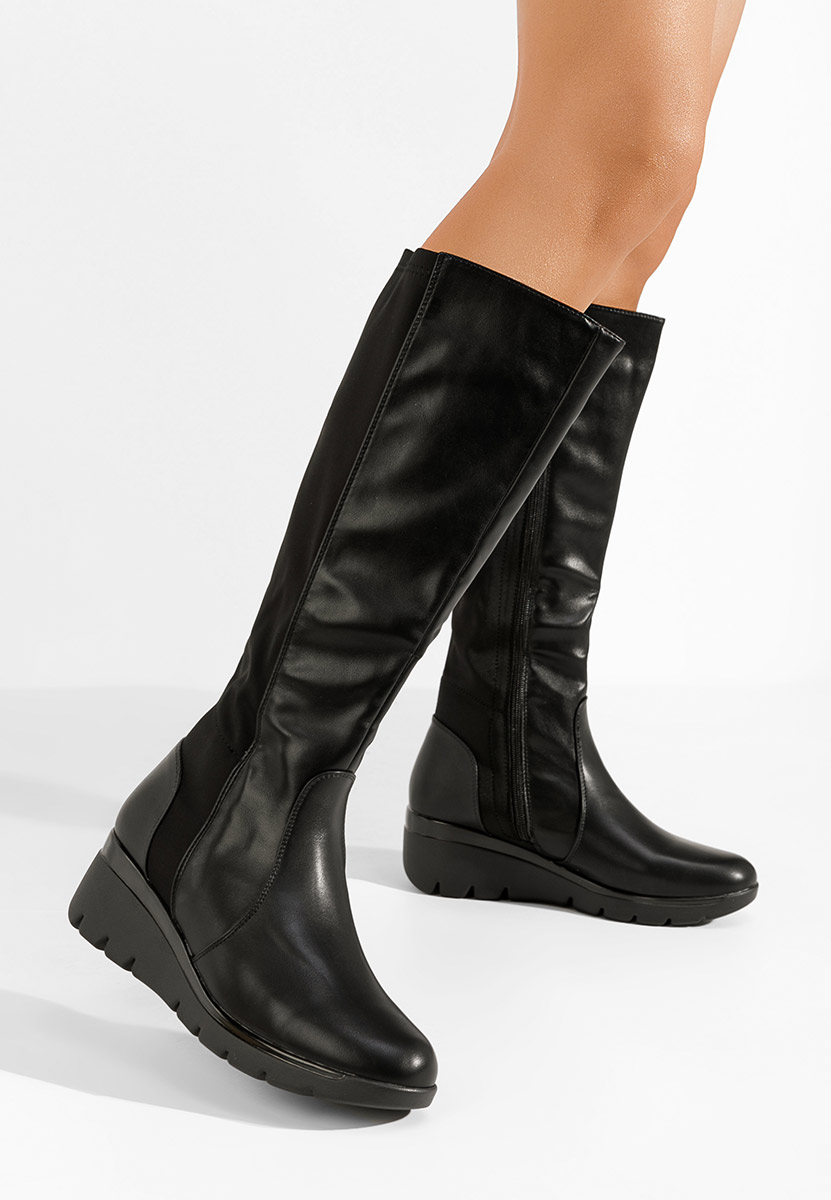 Bottes compensée femme noires Daneria