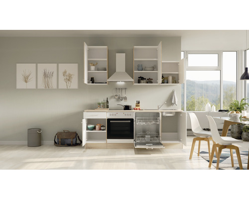 Flex Well keukenblok met apparatuur Samoa 220 cm wit sonoma eiken mat gedemonteerde variant omkeerbaar 00008210