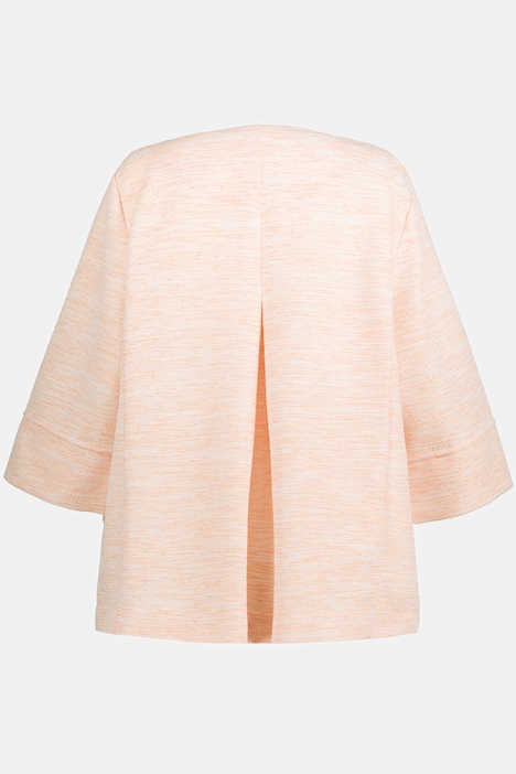 Jacke, meliert, offene Form, Rundhals, 3/4-Arm