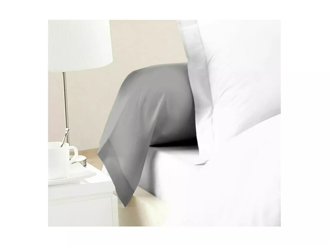 2 Taies de Traversin 100% coton 85 x 185 cm gris clair