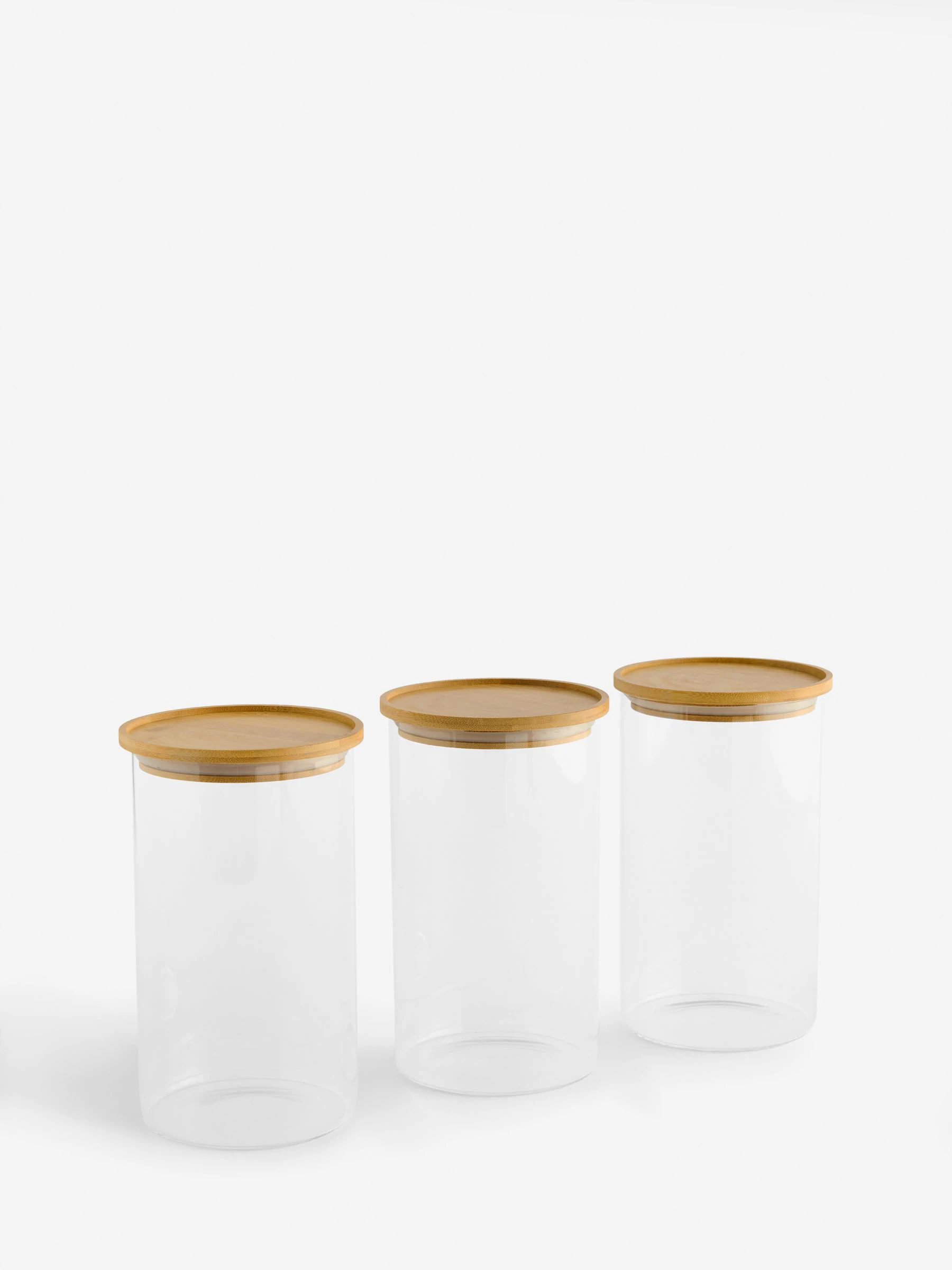 Set van 3 glazen opslagpotten