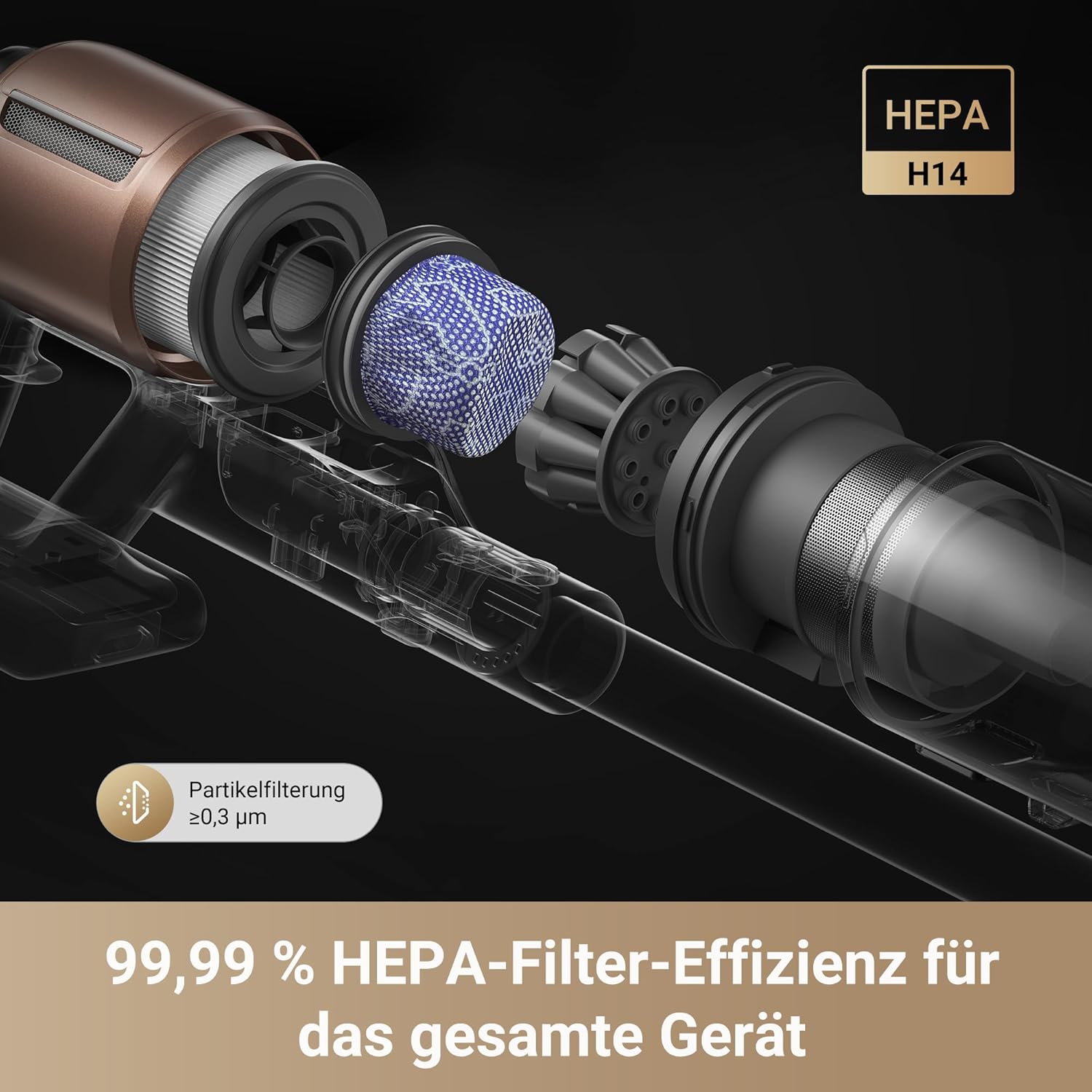 dreame Z20 Kabelloser Staubsauger, 25,000PA / 250 AW Saugleistung, 90 min maximale Reinigungszeit, 99,99% Filtereffizienz, HEPA H14 Filterung, Dust Reveal Technologie, Multi-Flächenabsaugung