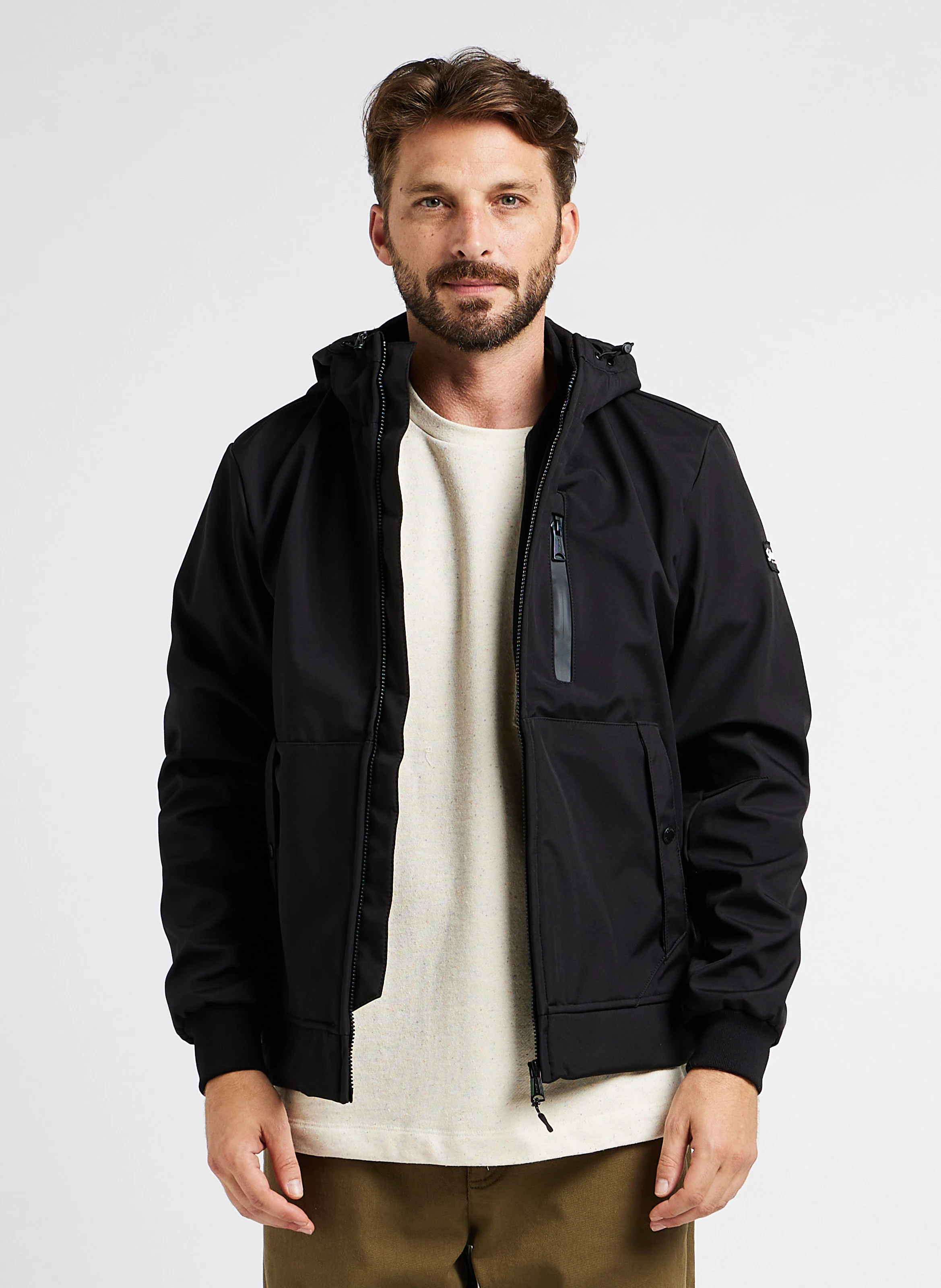 Veste à capuche droite | Noir