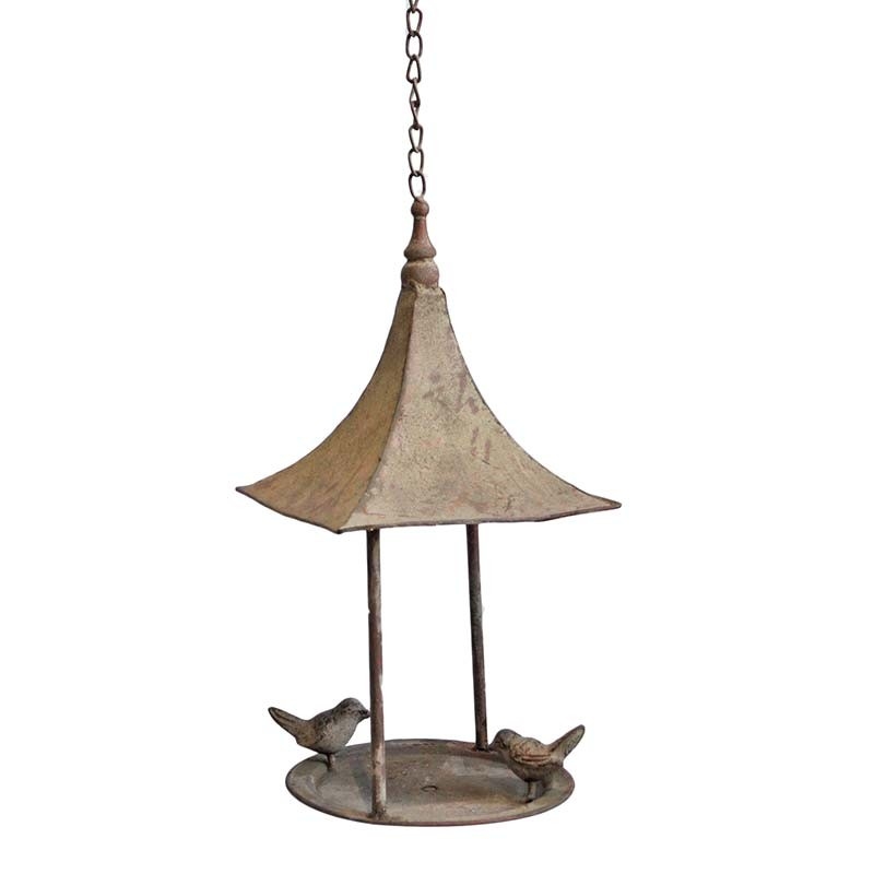 Mangeoire oiseau à suspendre brune 40x19x18cm