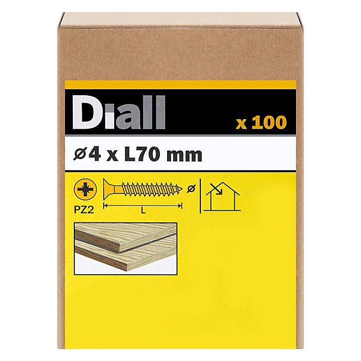 Vis à bois pozidriv tête fraisée zinguée jaune 4x70 mm - 100 pièces
