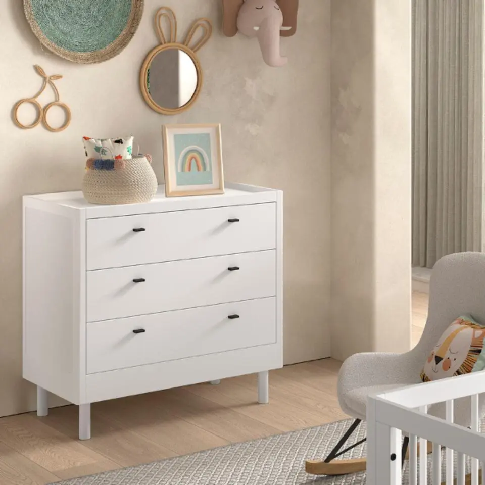 Commode Forrest - 3 lades - massief beukenhout - wit