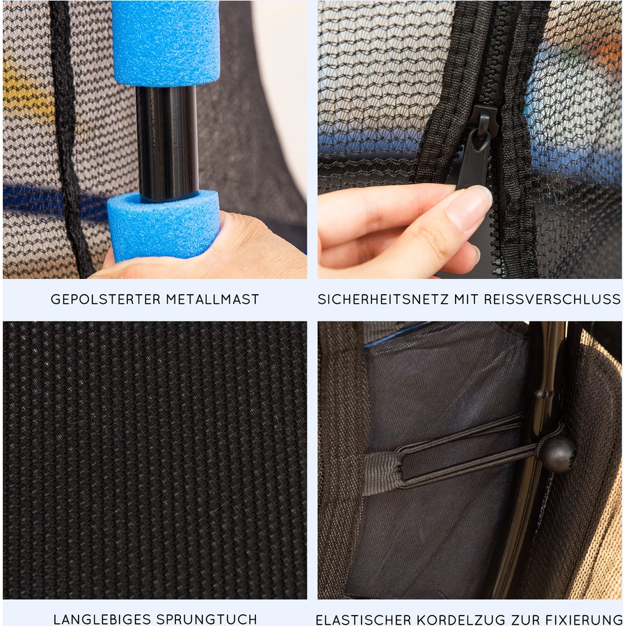 HOMCOM Trampolin mit Sicherheitsnetz blau