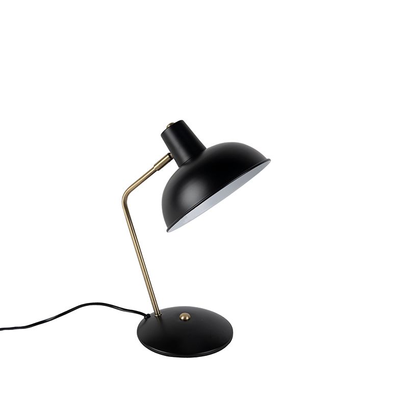 Retro tafellamp zwart met brons - Milou