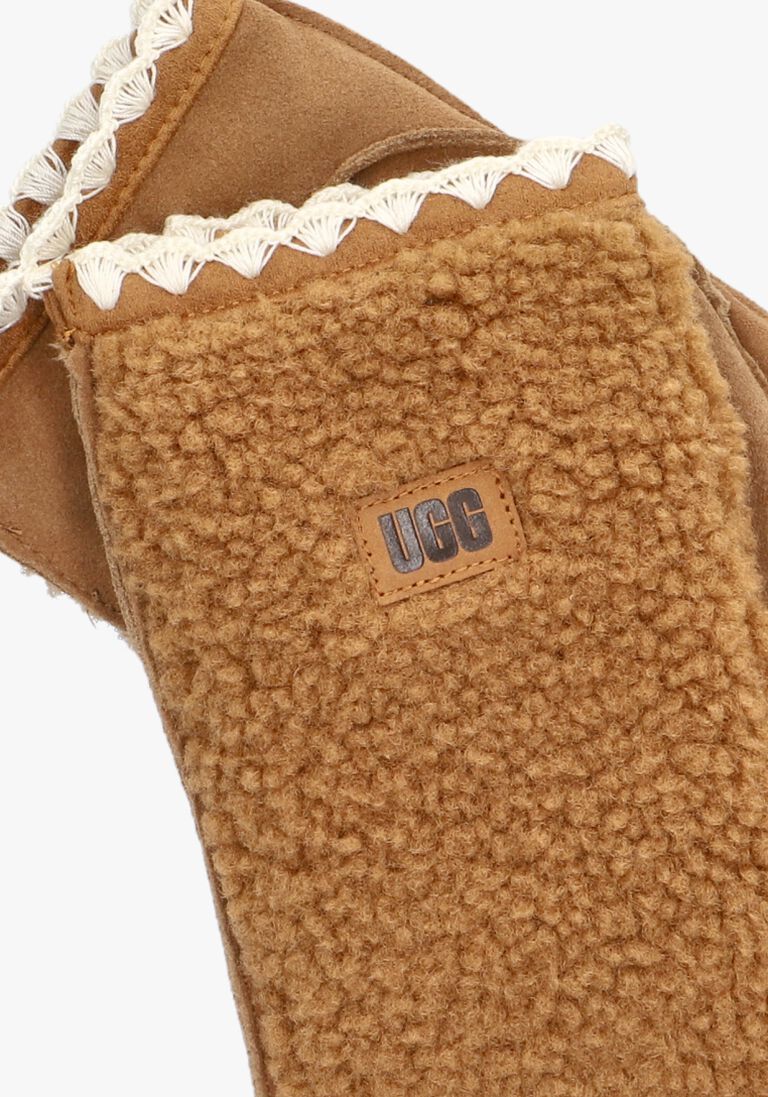 cognac ugg handschoenen uggfluff scalloped mitten