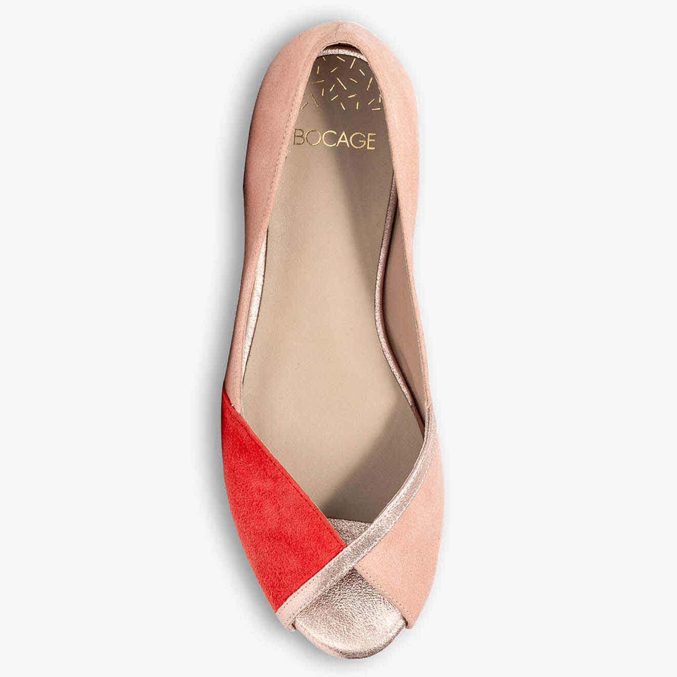 Bocage Ballerines en Velours de Cuir Saphir pêche