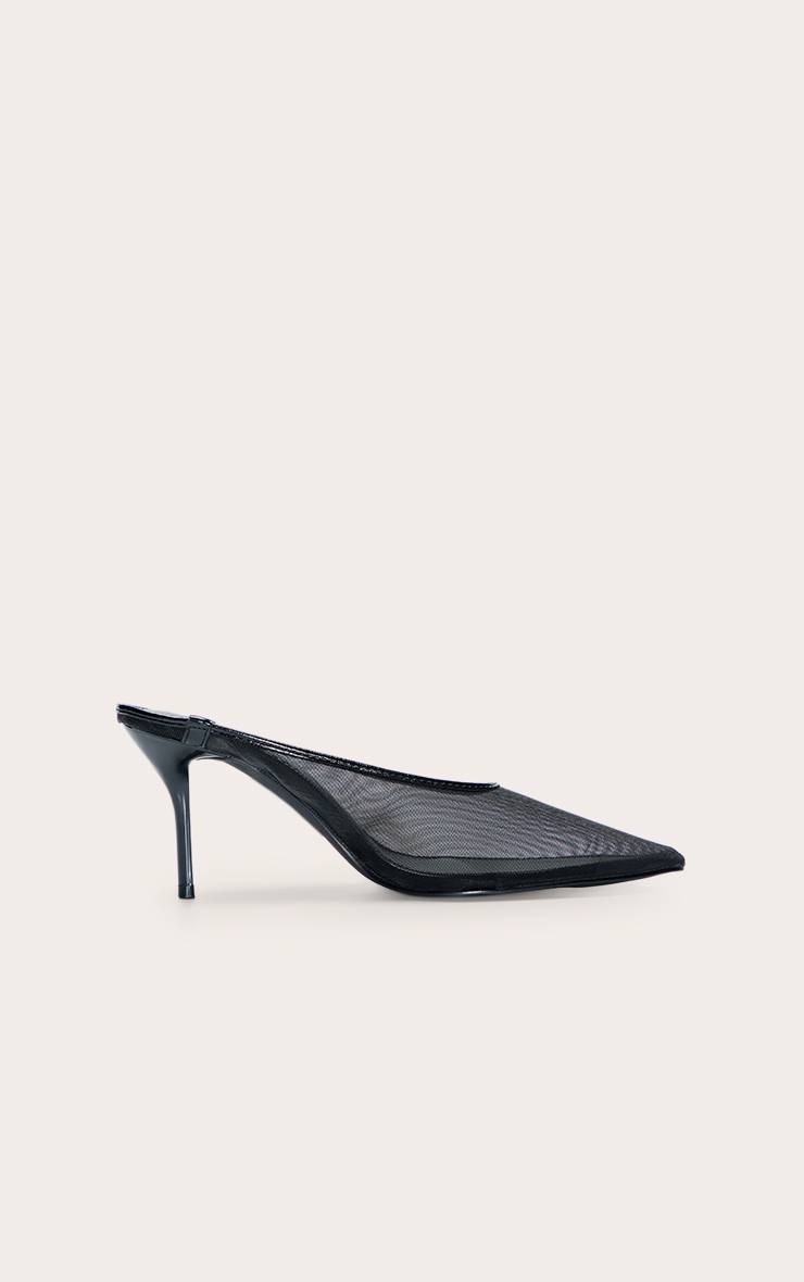 Noir Mule À Talon En Mesh