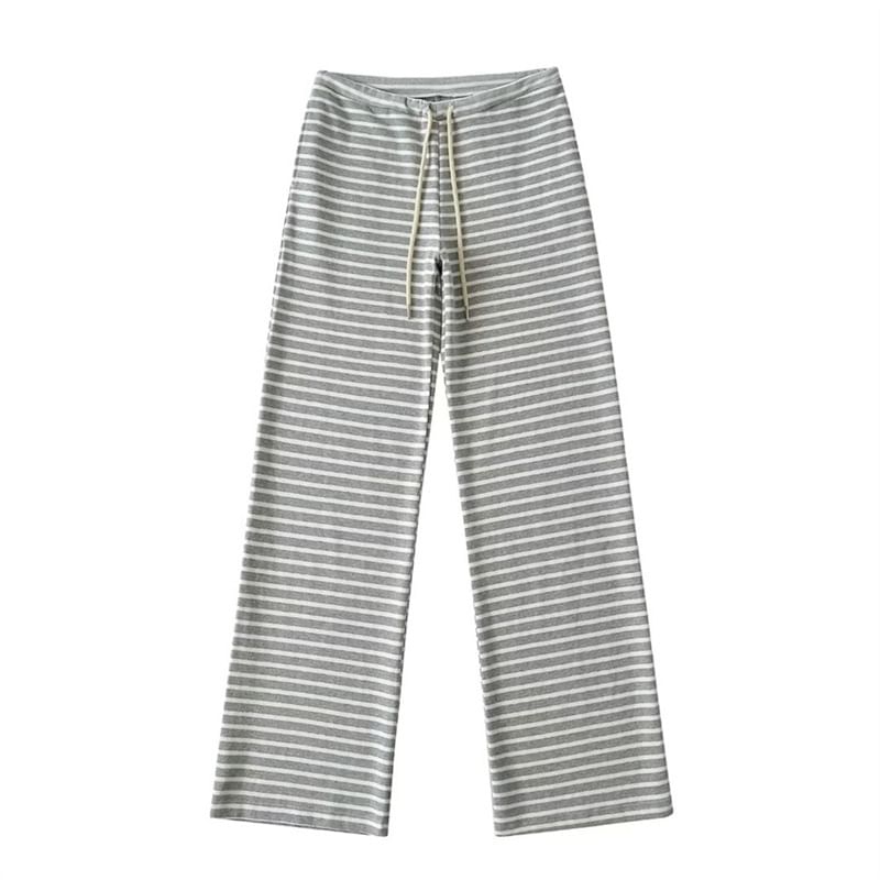 Larlige - Gestreepte joggingbroek met lage taille en wijde pijpen
