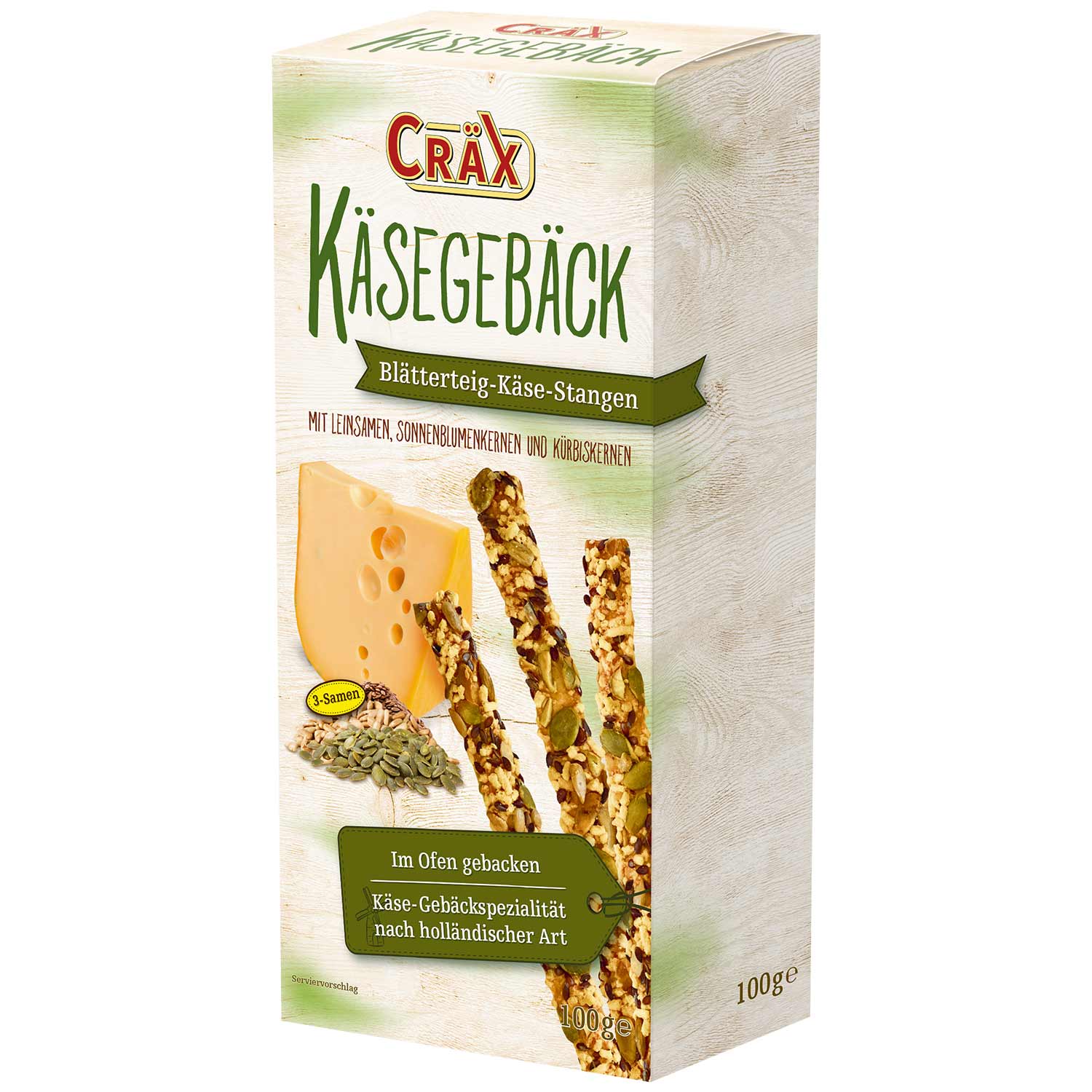 Cräx Käsegebäck Blätterteig-Käse-Stangen 3 Samen 100g MHD:30.9.25