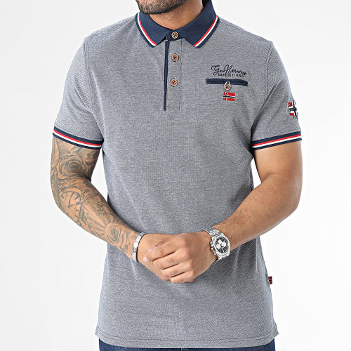 Polo Manches Courtes Bleu Marine Chiné