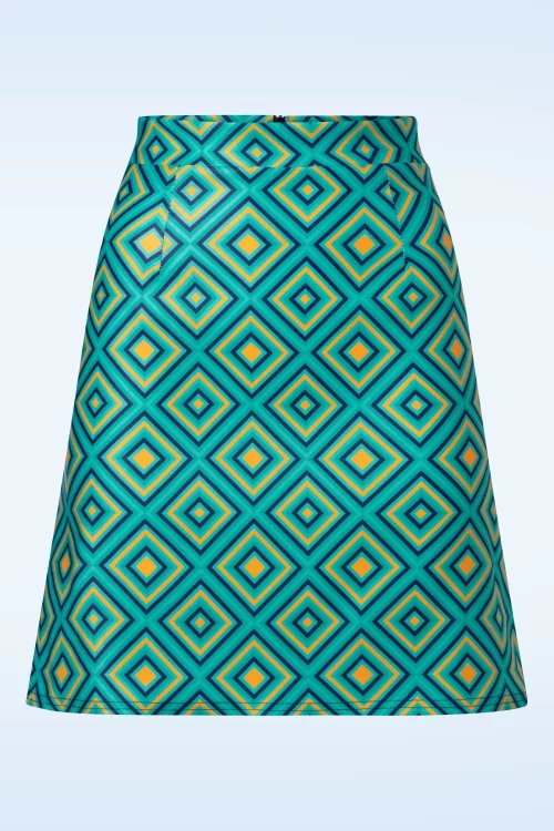 Vintage Chic for Topvintage Bobby Geometric Retro rokje in blauw