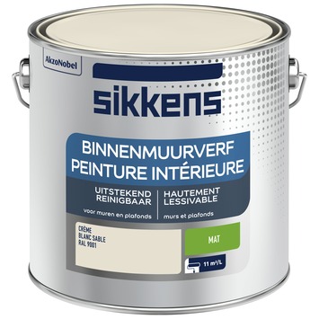 Sikkens muurverf binnen mat RAL 9001 crème wit 2,5 liter