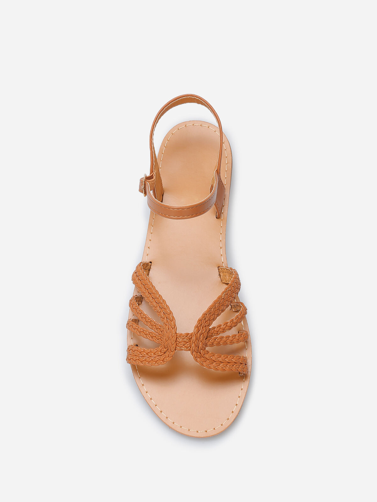Sandales à brides tressées grandes tailles- Camel