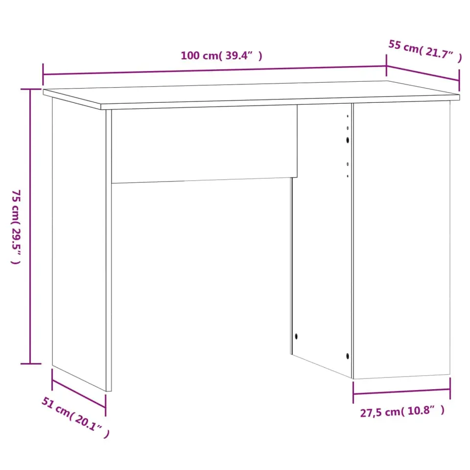 vidaXL - Bureau - Wit - Bewerkt hout