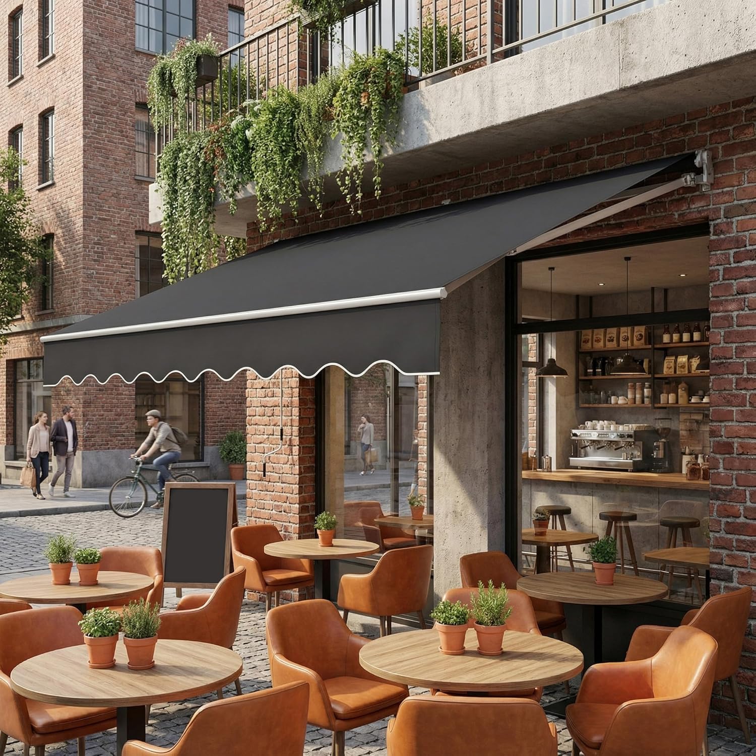 Gelenkarmmarkise Aluminium Markise Einziehbare Markise 400 x 300 cm Gelenkmarkise mit Handkurbel Terrassenmarkise Klemmmarkise Sonnenmarkise Balkonmarkise Sonnenschutz Dunkelgrau