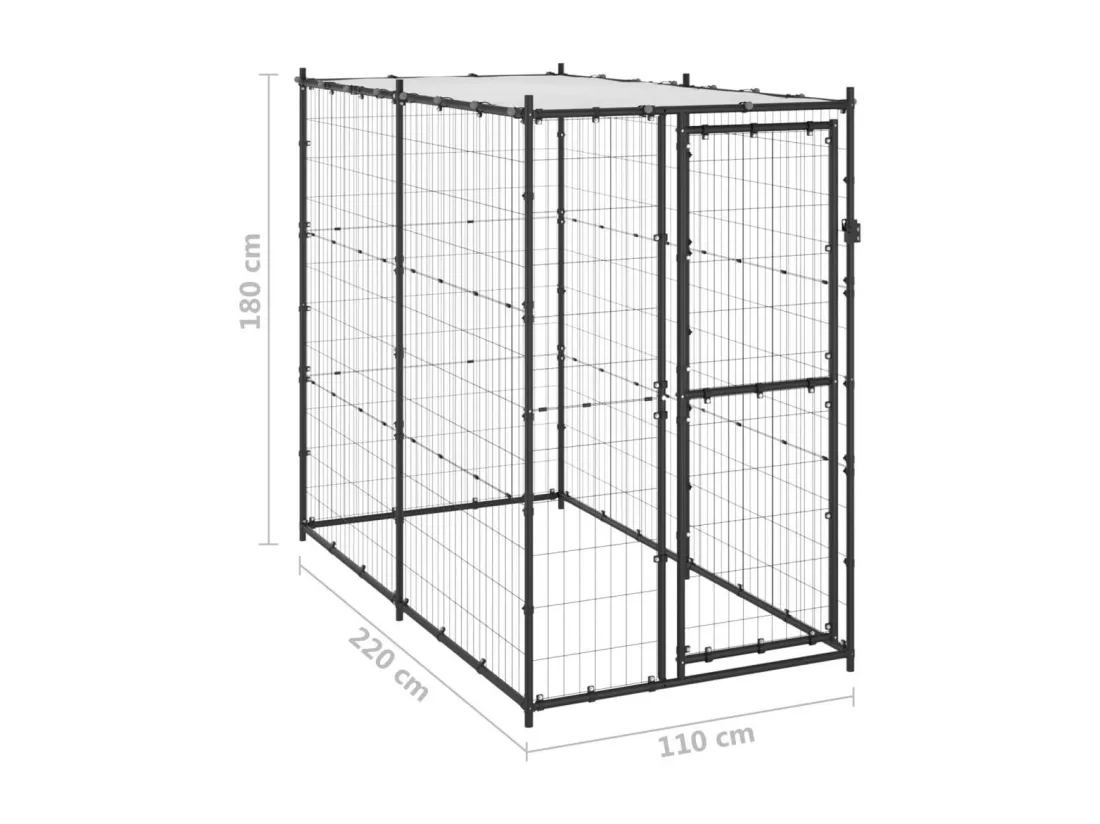 Chenil extérieur cage enclos 110 x 220 x 180 cm 02_0000377